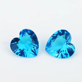 100pcs Dark Seablue Heart Glass Gems 3x3~10x10mm