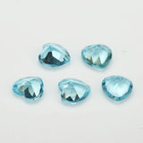 100pcs Heart Shape Loose Stone Light Seablue Glass Synthetic Gems