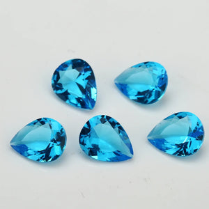 100pcs Dark Seablue Glass Synthetic Gems 3x3~10x10mm for Jewelry DIY