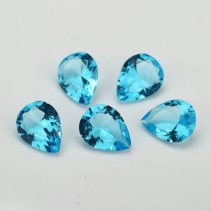 100pcs Pear Shape Light Seablue Glass Synthetic Gems 3x3~10x10mm