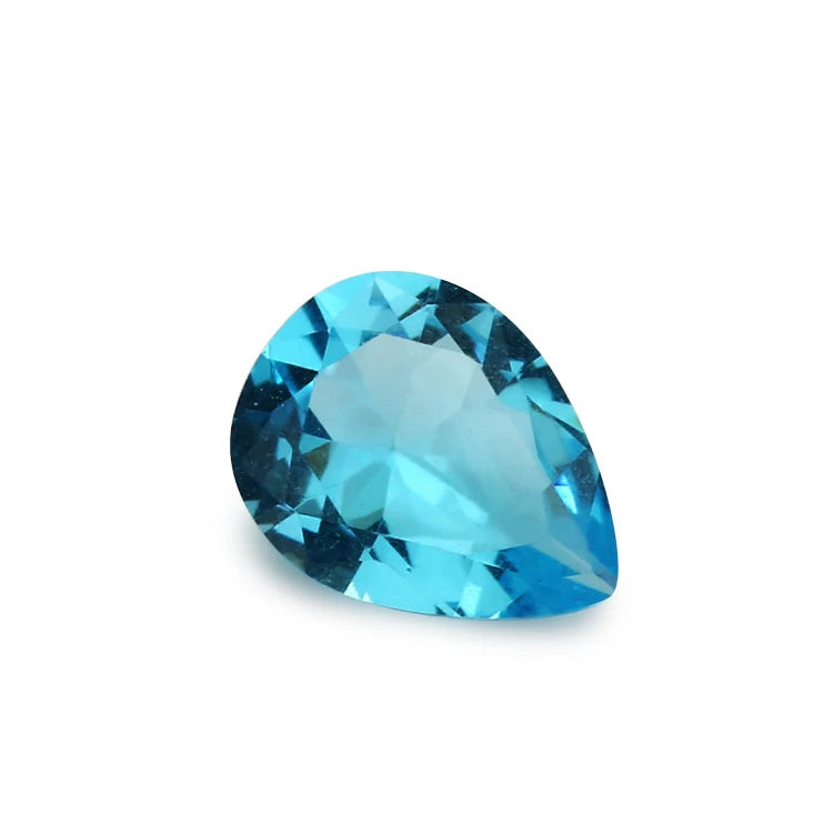 100pcs Pear Shape Light Seablue Glass Synthetic Gems 3x3~10x10mm