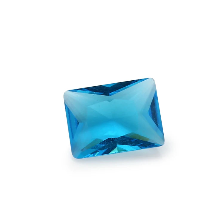 100pcs Dark Seablue Glass Synthetic Gems 3x3~10x10mm Rectangle Shape Loose Stone