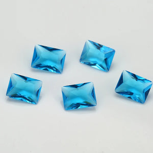100pcs Dark Seablue Glass Synthetic Gems 3x3~10x10mm Rectangle Shape Loose Stone