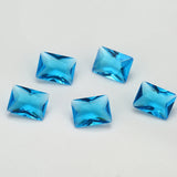 100pcs Dark Seablue Glass Synthetic Gems 3x3~10x10mm Rectangle Shape Loose Stone