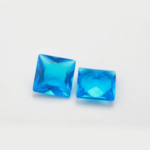 100pcs Dark Seablue Glass Synthetic Gems 3x3~10x10mm Square Loose Stone