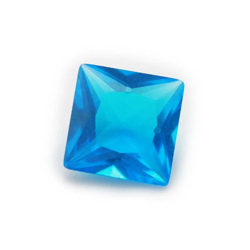 100pcs Dark Seablue Glass Synthetic Gems 3x3~10x10mm Square Loose Stone
