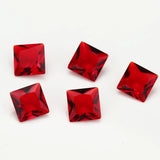 100pcs 3x3~10x10mm Red Glass Synthetic Gems for Jewelry DIY