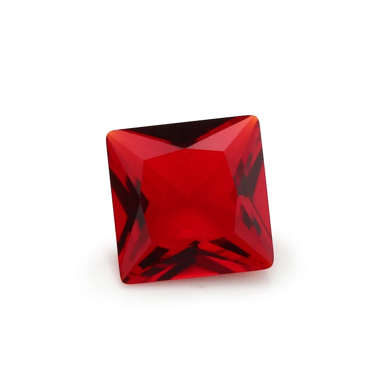 100pcs 3x3~10x10mm Red Glass Synthetic Gems for Jewelry DIY