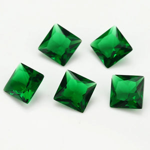 100pcs Green Glass Synthetic Gems 3x3~10x10mm Square Loose Stone for DIY Jewelry