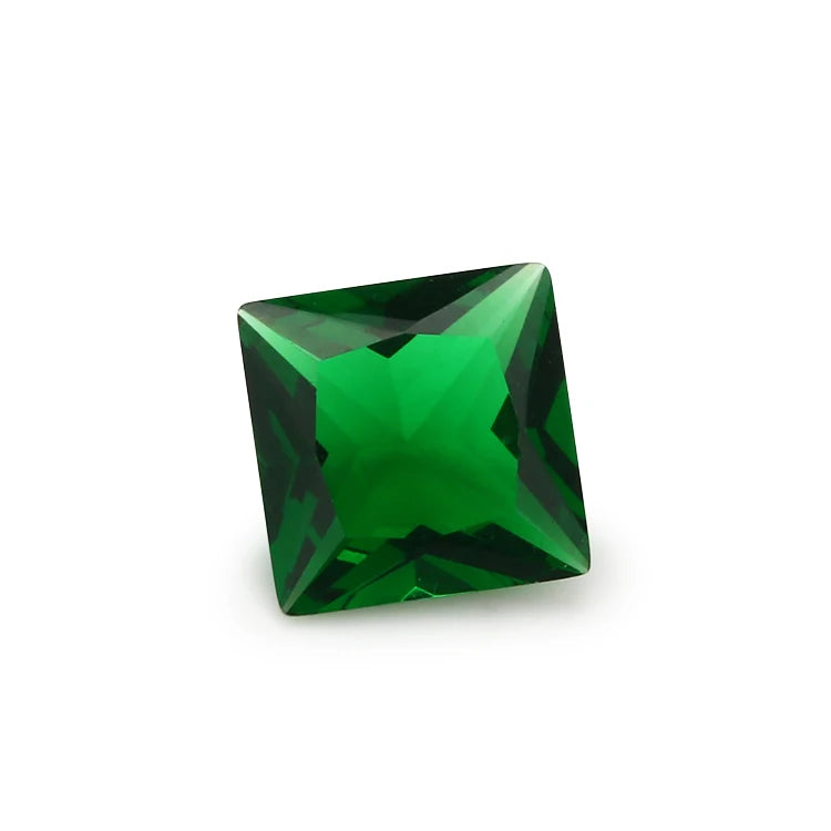 100pcs Green Glass Synthetic Gems 3x3~10x10mm Square Loose Stone for DIY Jewelry