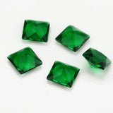 100pcs Green Glass Synthetic Gems 3x3~10x10mm Square Loose Stone for DIY Jewelry