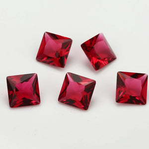 100pcs 3x3~10x10mm Square Rose Red Glass Gems DIY Jewelry Stone