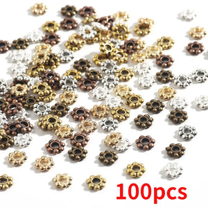 100pcs Mixed Size Blossom Bead Caps Spacer Beads DIY Jewelry Making