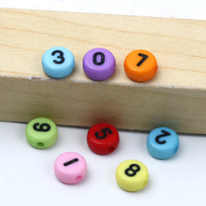 100pcs 4x7mm Colored Acrylic Spacer Beads Number Charms DIY Jewelry Making
