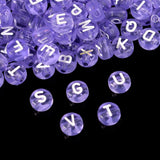 100pcs Dream Purple Letters Beads 4x7mm Round Acrylic Alphabet Spacer for DIY