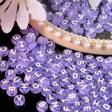 100pcs Dream Purple Letters Beads 4x7mm Round Acrylic Alphabet Spacer for DIY