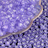 100pcs Dream Purple Letters Beads 4x7mm Round Acrylic Alphabet Spacer for DIY