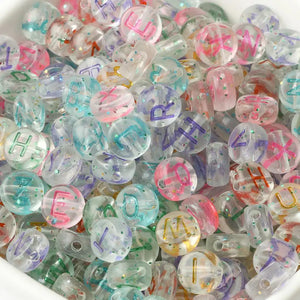 100pcs 4x7mm Transparent Letter Beads 4 Colors 26 Alphabet Spacer Beads
