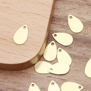 50pcs Brass Teardrop Charms 10x6mm Pendants Jewelry Making Hairwear Supply