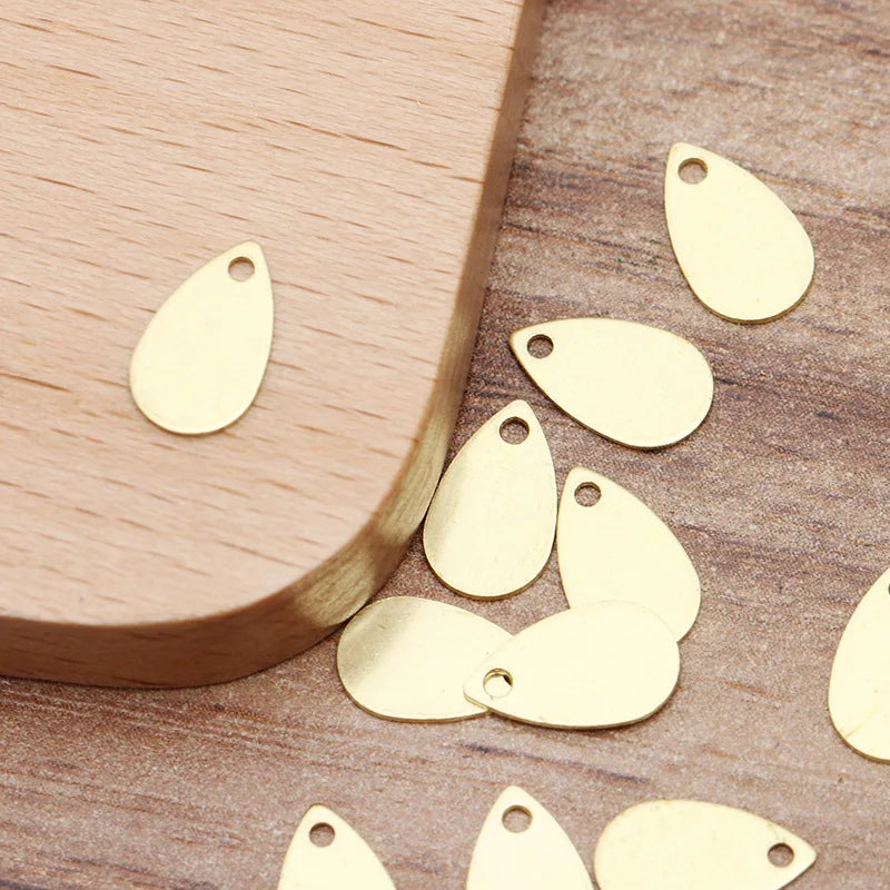 50pcs Brass Teardrop Charms 10x6mm Pendants Jewelry Making Hairwear Supply