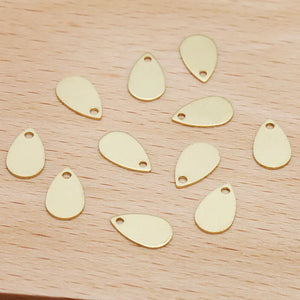 50pcs Brass Teardrop Charms 10x6mm Pendants Jewelry Making Hairwear Supply