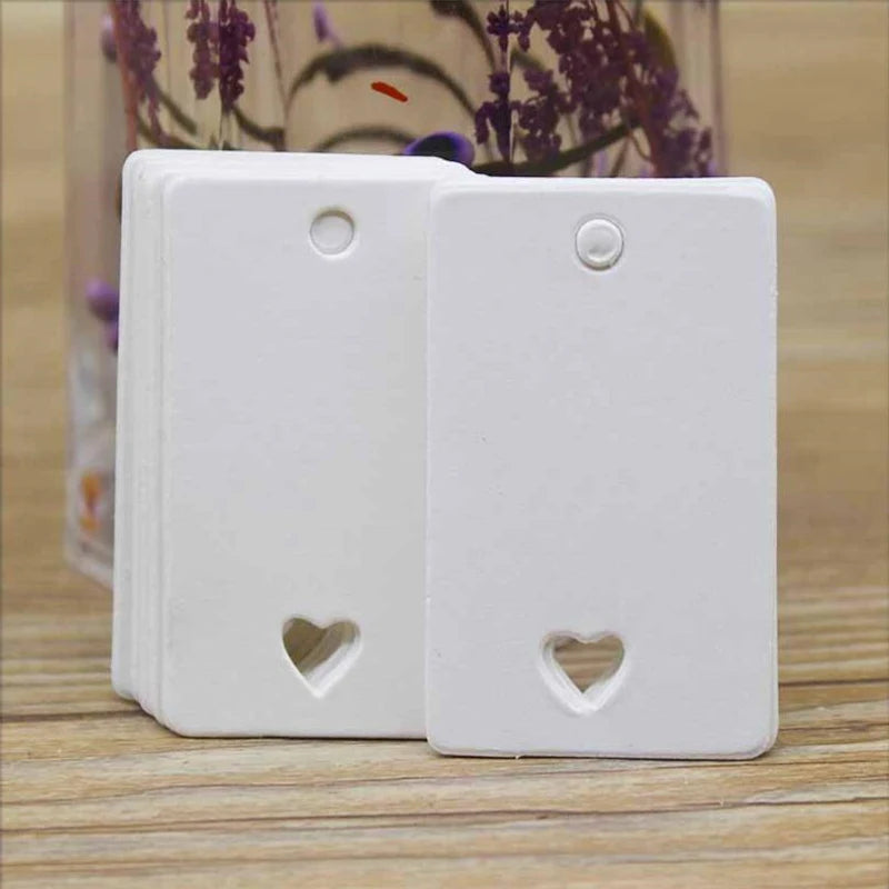 100pcs 5x3cm Brown Paper Ear Jewelry Display Cards Hang Favor Label Tag