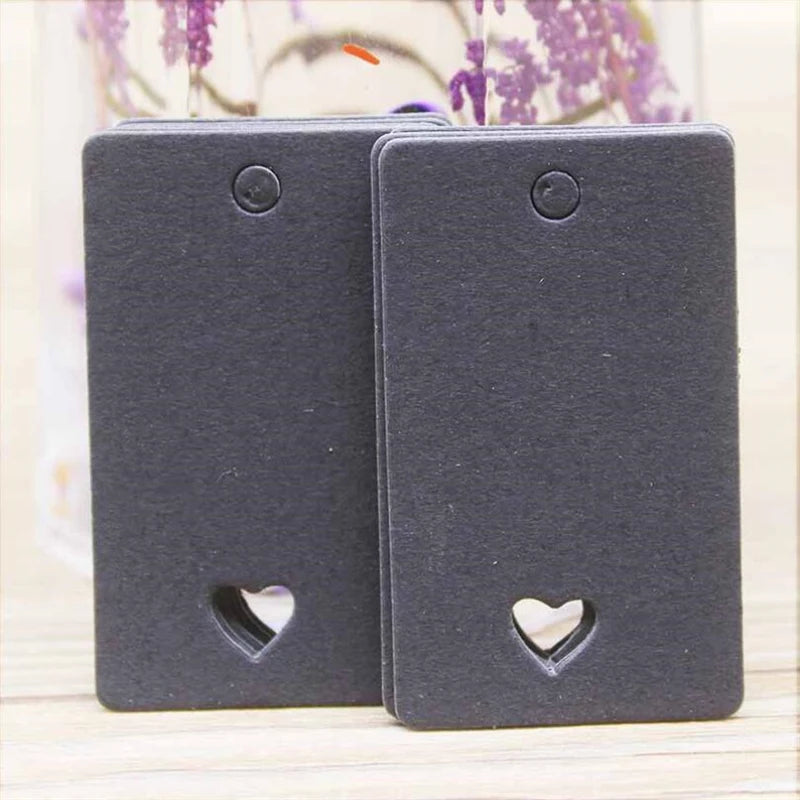 100pcs 5x3cm Brown Paper Ear Jewelry Display Cards Hang Favor Label Tag