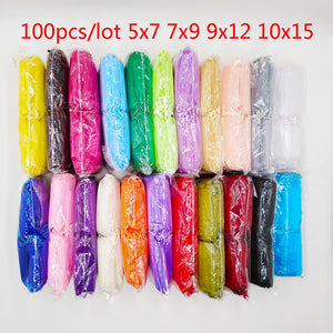 100pcs Drawstring Organza Bags Jewelry Packaging Bags Wedding Party Gift Bag