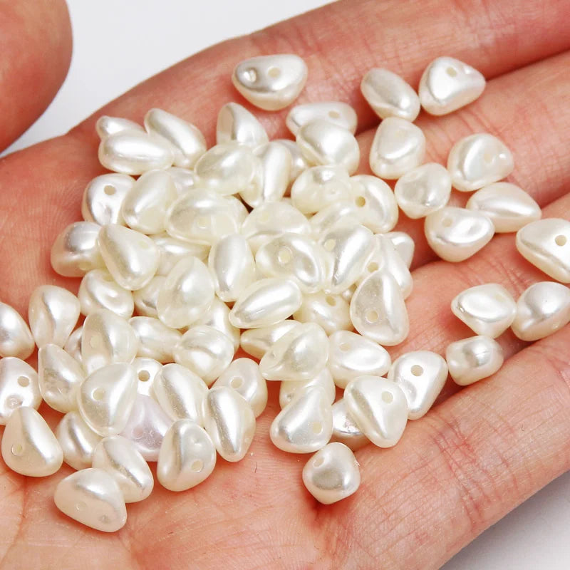 100pcs 6X9mm Beige Acrylic Pearl Beads for Jewelry Making