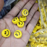 100pcs Yellow Round Smile Double Faced Beads for DIY Jewelry Making