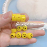 100pcs Yellow Round Smile Double Faced Beads for DIY Jewelry Making