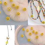 100pcs Yellow Round Smile Double Faced Beads for DIY Jewelry Making