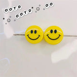 100pcs Yellow Round Smile Double Faced Beads for DIY Jewelry Making