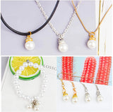 100pcs 7.6mm Pearl Charms Pendants with Rhinestone Caps for Crafts