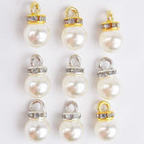 100pcs 7.6mm Pearl Charms Pendants with Rhinestone Caps for Crafts