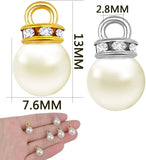 100pcs 7.6mm Pearl Charms Pendants with Rhinestone Caps for Crafts