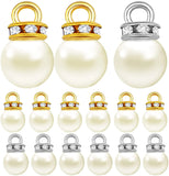 100pcs 7.6mm Pearl Charms Pendants with Rhinestone Caps for Crafts