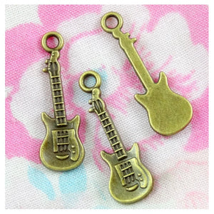 100pcs Antique Bronze Guitar Charms Pendant 7.9*24MM DIY Jewelry