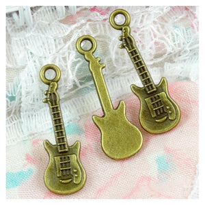 100pcs Antique Bronze Guitar Charms Pendant 7.9*24MM DIY Jewelry