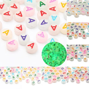 100pcs 7mm Luminous Acrylic Letter Beads Glow in the Dark for DIY Jewelry