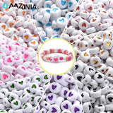 100pcs 7mm Heart Acrylic Spacer Beads Mixed Flat Round Charms