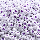 100pcs 7mm Heart Acrylic Spacer Beads Mixed Flat Round Charms