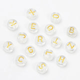 100pcs 7mm Transparent Letter Acrylic Beads Flat Round Alphabet Spacer Beads