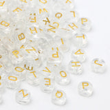 100pcs 7mm Transparent Letter Acrylic Beads Flat Round Alphabet Spacer Beads