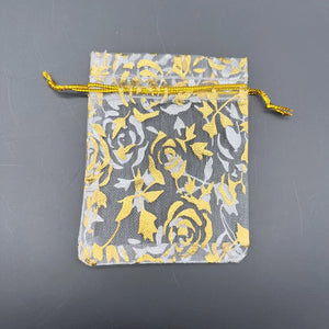 100pcs Heart Love Rose Organza Gift Bags Wedding Jewelry Pouch Drawstring