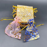 100pcs Heart Love Rose Organza Gift Bags Wedding Jewelry Pouch Drawstring