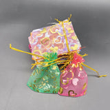 100pcs Heart Love Rose Organza Gift Bags Wedding Jewelry Pouch Drawstring