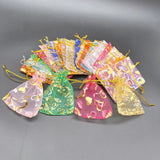 100pcs Heart Love Rose Organza Gift Bags Wedding Jewelry Pouch Drawstring