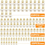 100pcs Faux Pearl Bead Pendants with Rhinestone for DIY Necklace Earrings
