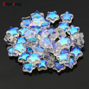 100pcs 8mm ABS Transparent Glass Beads Smooth Loose Spacer Star Beads